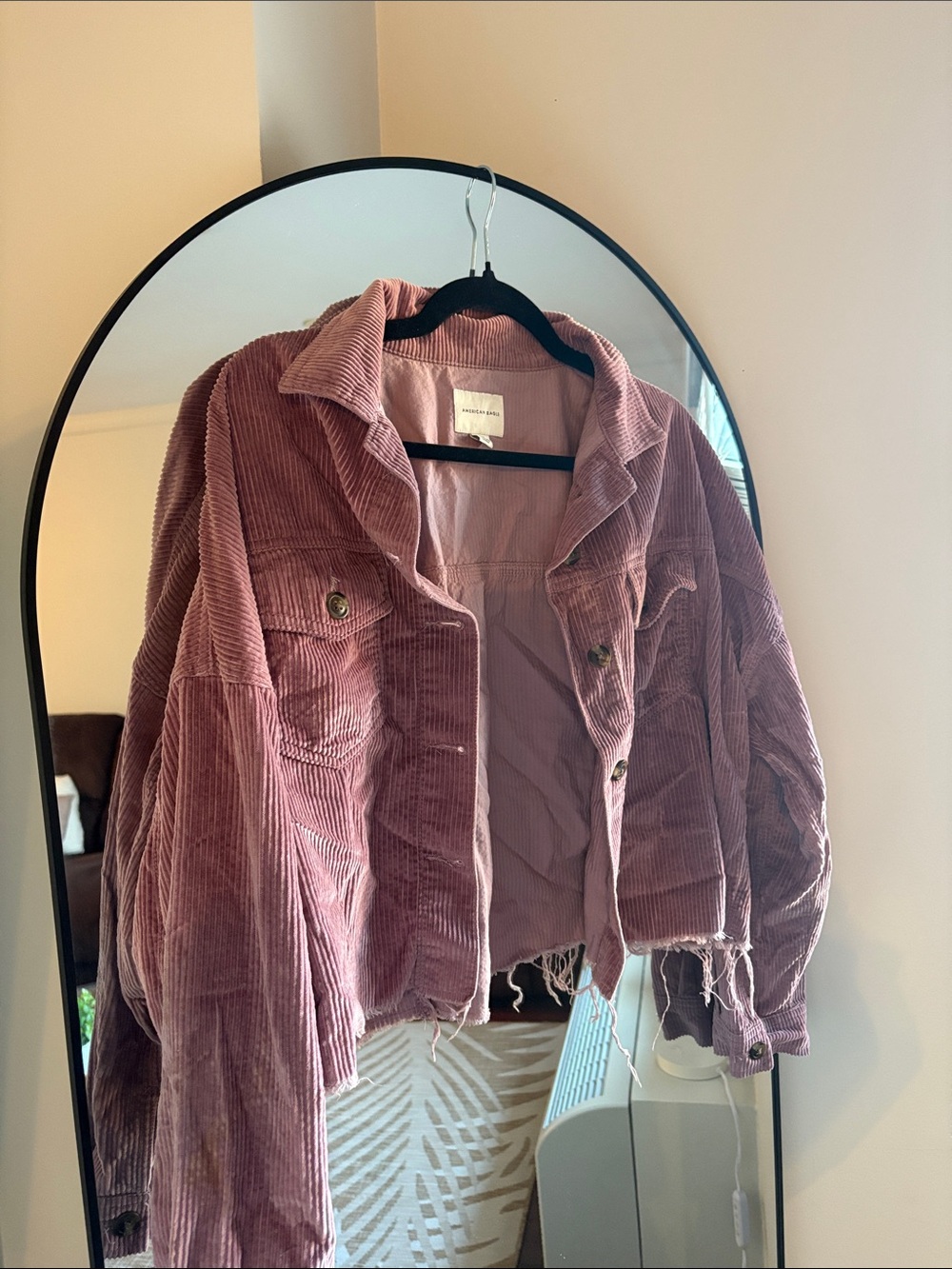 American Eagle Outfitters Dusty Rose Corduroy Cropped Jacket